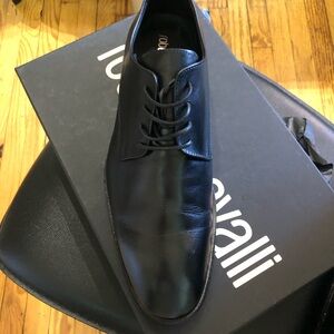 Roberto Cavalli Black Leather Derby Dress Shoe